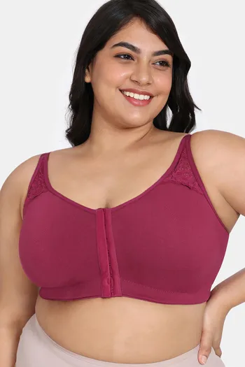Buy Rosaline Cyber Grove Everyday Double Layered Non Wired Full Coverage Super Support Bra - Red Plum